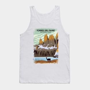 Torres Del Paine Natonal Park Vintage Minimal Chile Travel Poster Tank Top